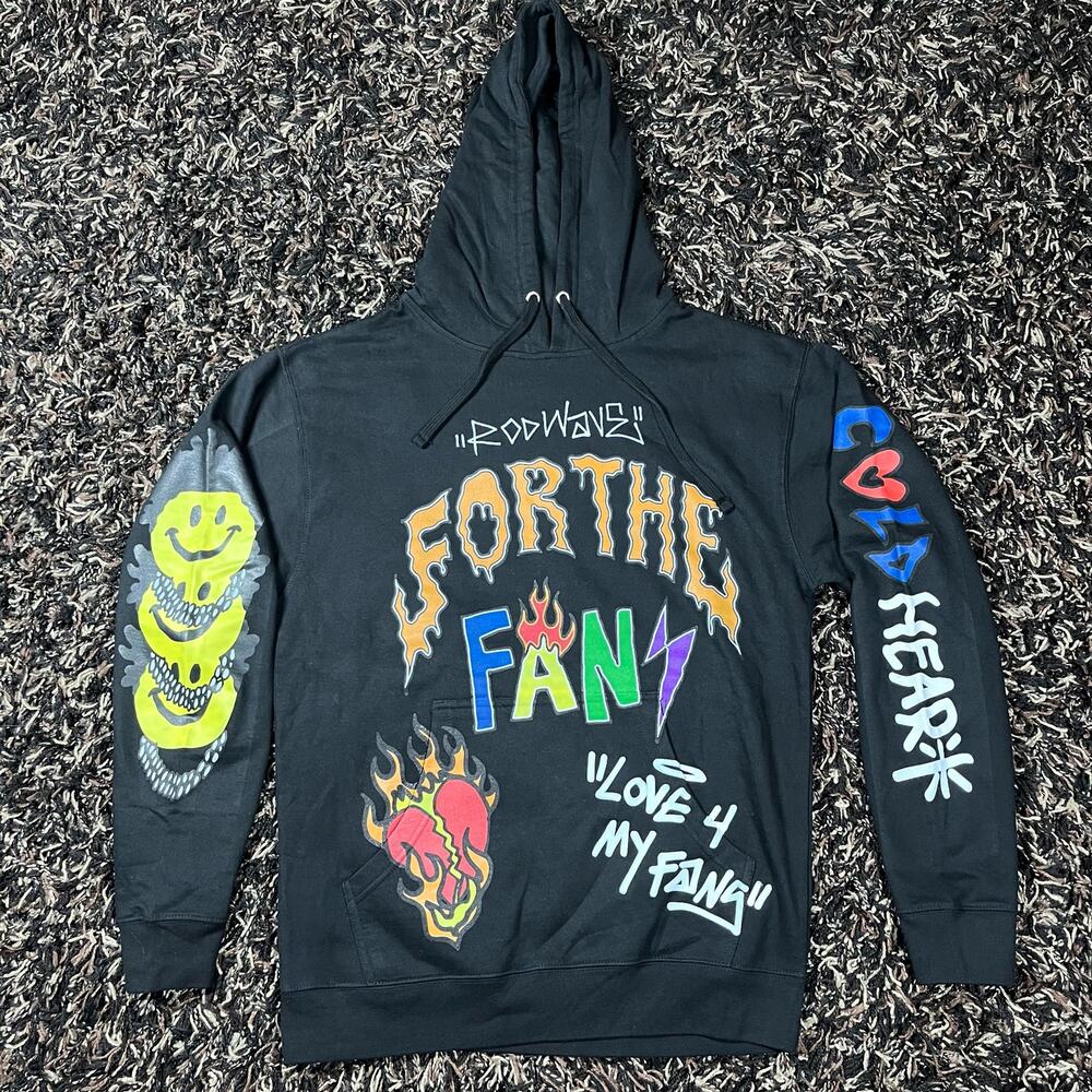 Rod Wave Soul Fly For‎ the Fans Black pullover Hoodie Mens Sz M New